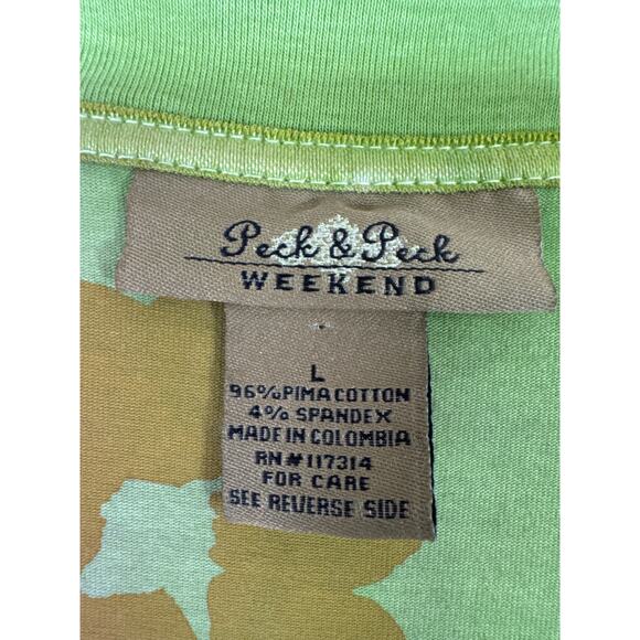 Peck & Peck Weekend Shirt Floral Bead Neckline Vintage Y2K Large Stretchy - Picture 5 of 7